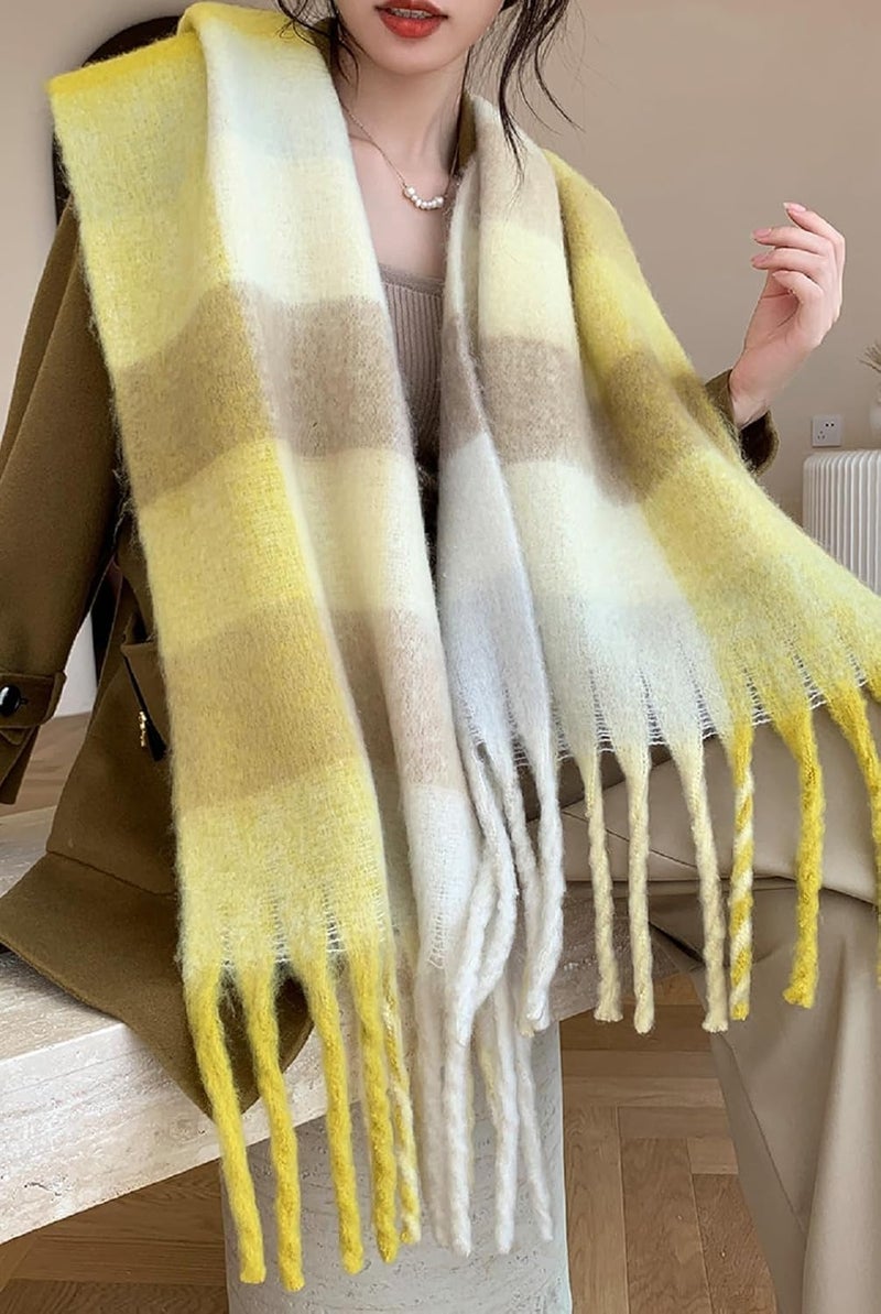 Wander Agio Winter Women Warm Scarf Long Shawl Large Scarves Cold Weather Thick Blanket Scarfs Colorful Plaid - Image 3